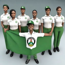 A detailed 3D model of NYSC (National Youth Service Corps) members in their full uniform