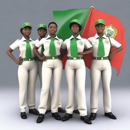 A detailed 3D model of NYSC (National Youth Service Corps) members in their full uniform