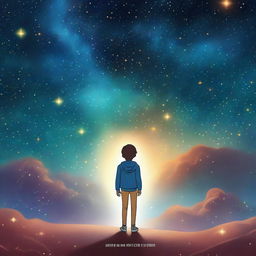 A book cover featuring a young boy walking alone, deep in thought, as he contemplates the mysteries of the universe