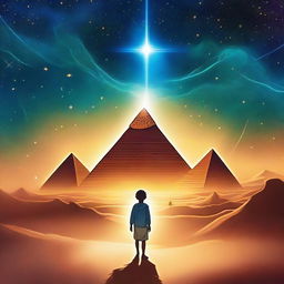 A captivating book cover featuring a young boy walking alone in a desert landscape