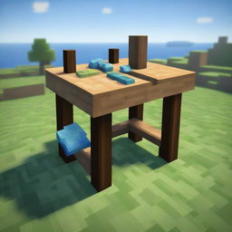 A pixel art image of a workbench from the Minecraft universe