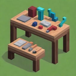 A pixel art image depicting the top view of a workbench from Minecraft