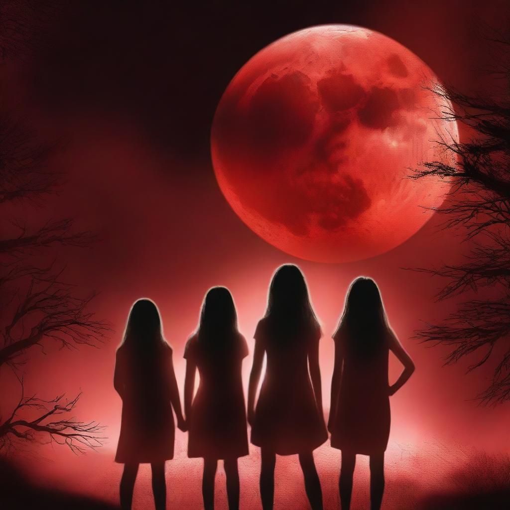 Create a novel cover for a fictional book titled 'Blood Moon Eclipse'