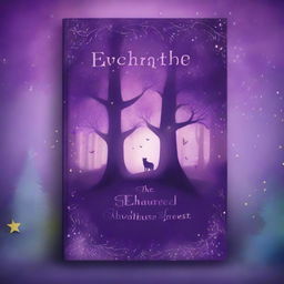 A book cover featuring an enchanted forest with a purple color scheme