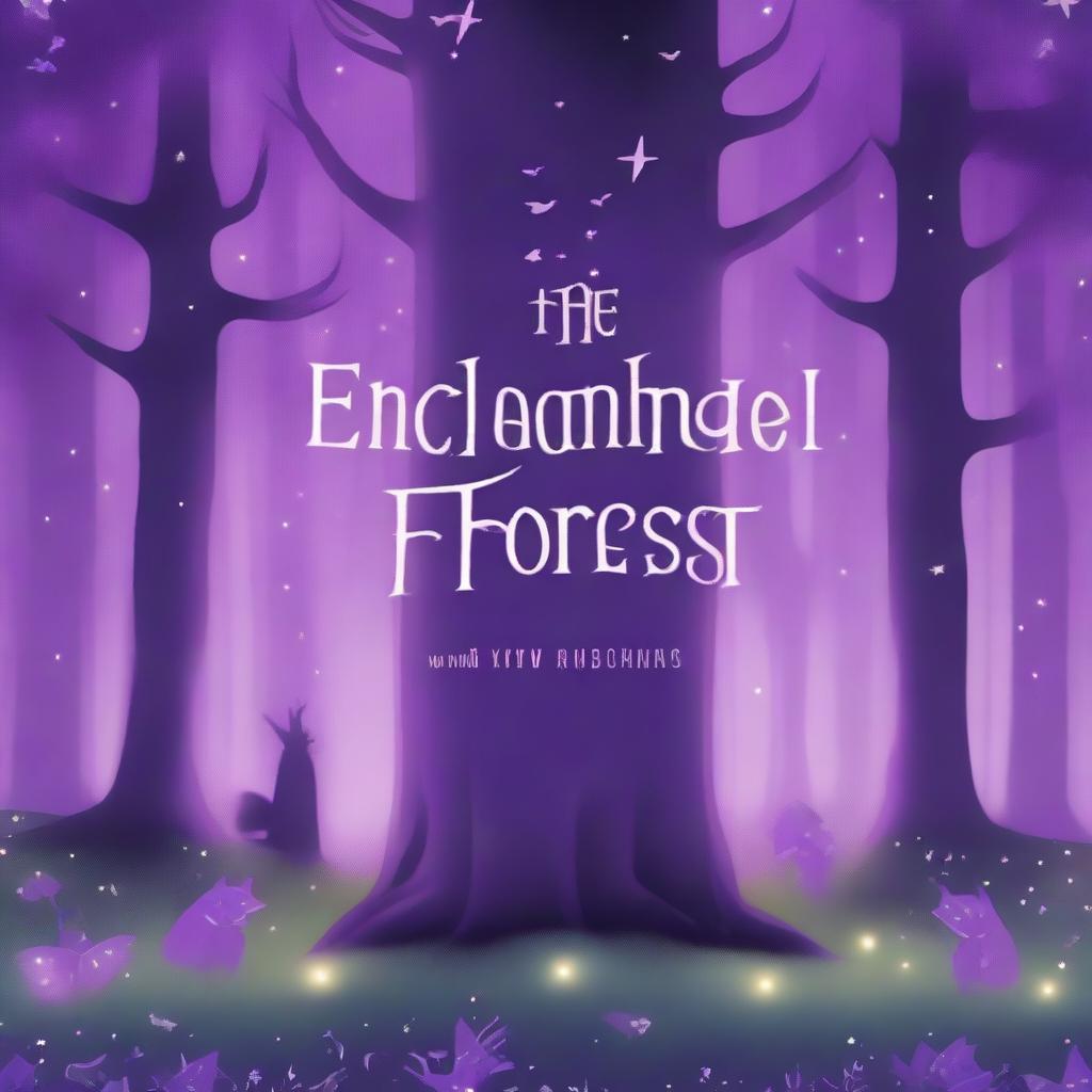 A book cover featuring an enchanted forest with a purple color scheme