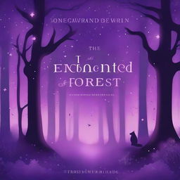 A book cover featuring an enchanted forest with a purple color scheme