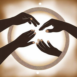 African American hands with three circles of life hovering above them