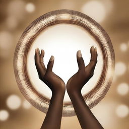 African American hands with three circles of life hovering above them