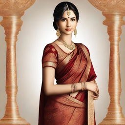 Create an image of an Indian woman wearing a traditional sari