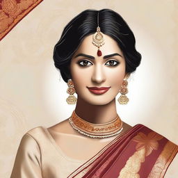 Create an image of an Indian woman wearing a traditional sari