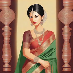 Create an image of an Indian woman wearing a traditional sari