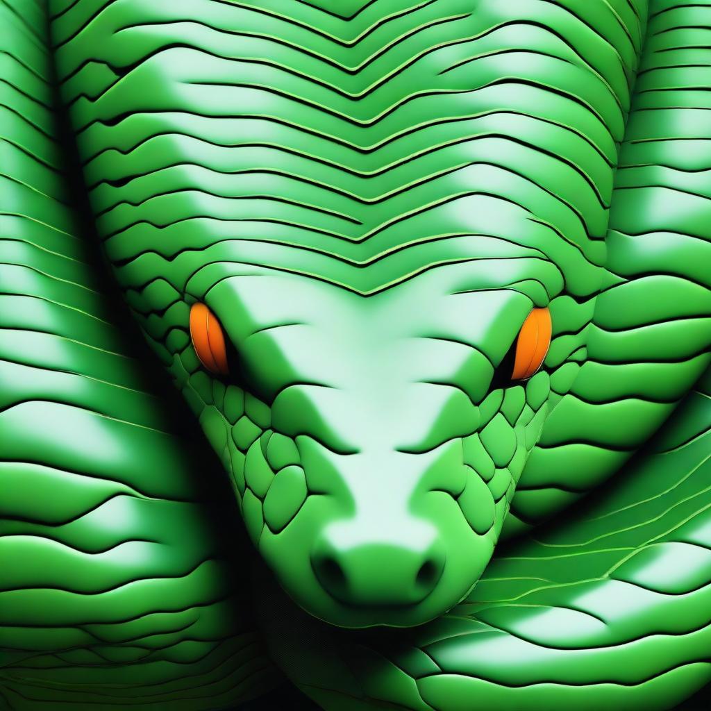 An orthographic view of a snake head from the top, designed as a texture map