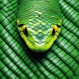 An orthographic view of a snake head from the top, designed as a texture map