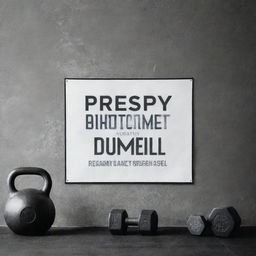 A motivational gym banner featuring inspirational quotes, gym equipment like dumbbells, kettlebells, and barbells, and people engaging in various exercises.