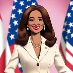 Create a Barbie doll in the likeness of Kamala Harris