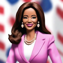 Create a Barbie doll in the likeness of Kamala Harris