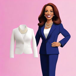 Create a Barbie doll in the likeness of Kamala Harris