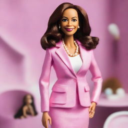 Create an image of Kamala Harris as a Barbie doll