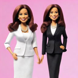 Create an image of Kamala Harris as a Barbie doll