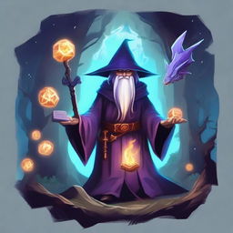 Create a 1024x1024 banner for a Discord bot with a Dungeons & Dragons theme, focusing on a wizard