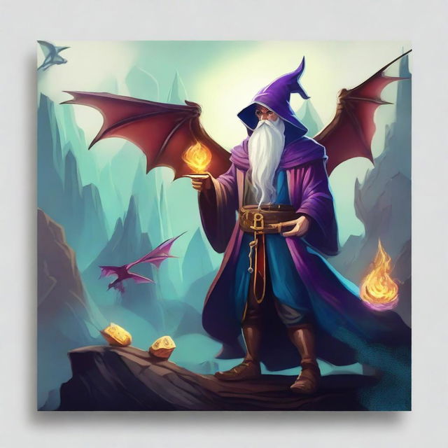 Create a 1024x1024 banner for a Discord bot with a Dungeons & Dragons theme, focusing on magic