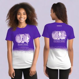 A violet dance shirt featuring the group name 'We As One' along with the saying 'Even with many members, we will move as one'