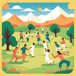 An illustration showcasing various sports and traditional games of India