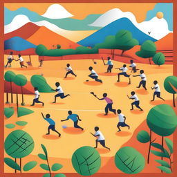 An illustration showcasing various sports and traditional games of India