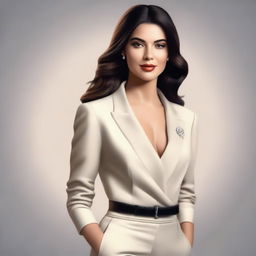 A realistic portrait of Georgina Rodríguez, showcasing her elegant and fashionable style