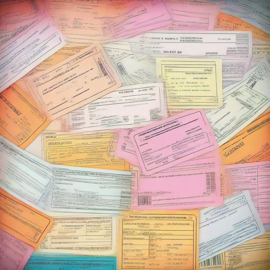 A vibrant and detailed image of plane tickets, showing various destinations and airlines