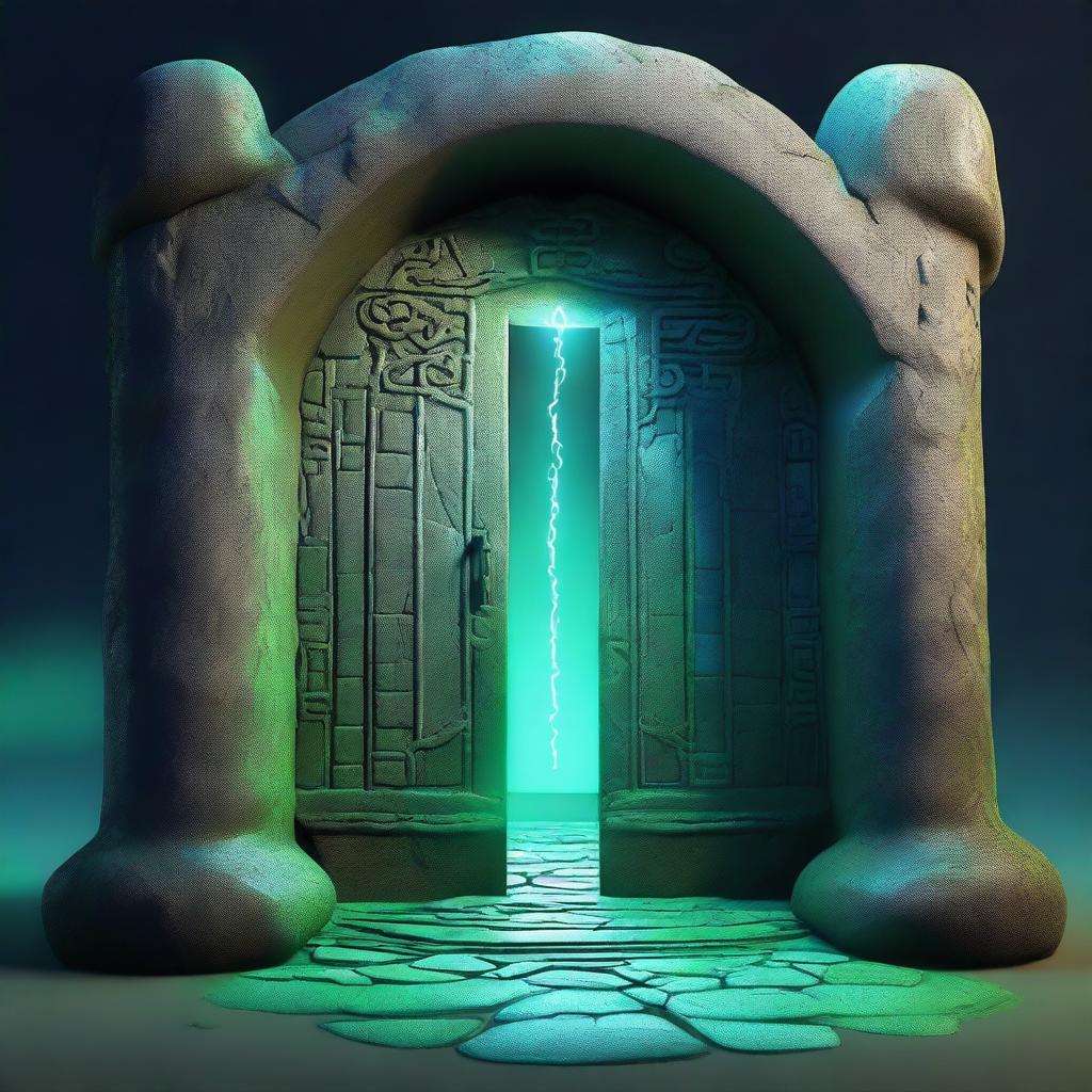 A magical portal to another dimension, resembling a door with faintly visible destination