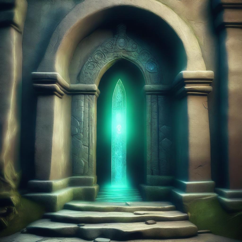 A magical portal to another dimension, resembling a door with faintly visible destination