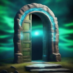 A magical portal to another dimension, resembling a door with faintly visible destination