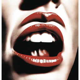 A movie poster featuring a close-up of a woman's mouth, opened to reveal a jump drive resting on her tongue