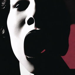 A modern noir movie poster featuring a close-up of a woman's mouth, with a jump drive sitting on top of her tongue as she offers it in a sexy way