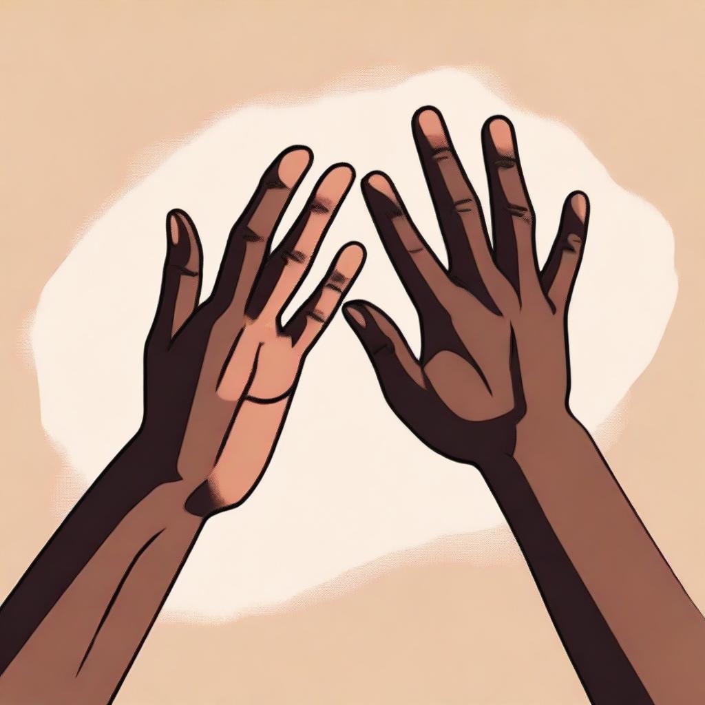 An emotional illustration of two hands reaching out towards each other, trying to come together