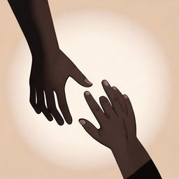 An emotional illustration of two hands reaching out towards each other, trying to come together