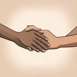 A realistic illustration of two women's hands reaching out towards each other, trying to come together