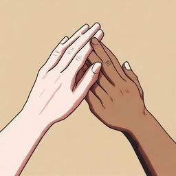 A realistic illustration of two women's hands reaching out towards each other, trying to come together