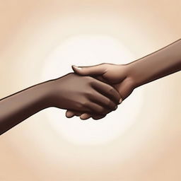 A realistic illustration of two women's hands reaching out towards each other, trying to come together