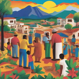 A vibrant and hopeful scene depicting the recovery of Latin America