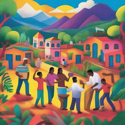 A vibrant and hopeful scene depicting the recovery of Latin America