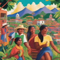 A vibrant and hopeful scene depicting the recovery of Latin America