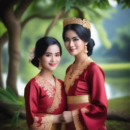 Create a realistic image featuring beautiful Indonesian girls