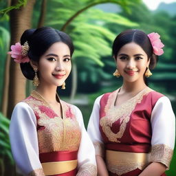 Create a realistic image featuring beautiful Indonesian girls