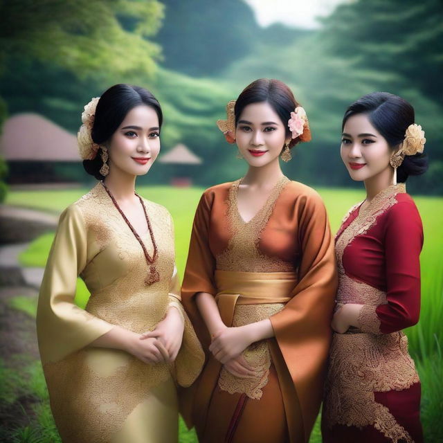 Create a realistic image featuring beautiful Indonesian girls