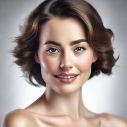 A realistic depiction of female beauty, showcasing a woman with natural features and an expressive face