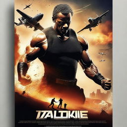 Create a captivating movie poster featuring a dynamic and thrilling scene