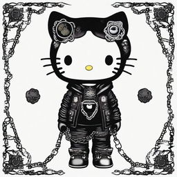 A masculine version of Hello Kitty with a gothic theme