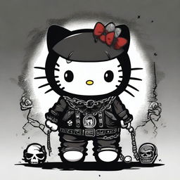 A masculine version of Hello Kitty with a gothic theme